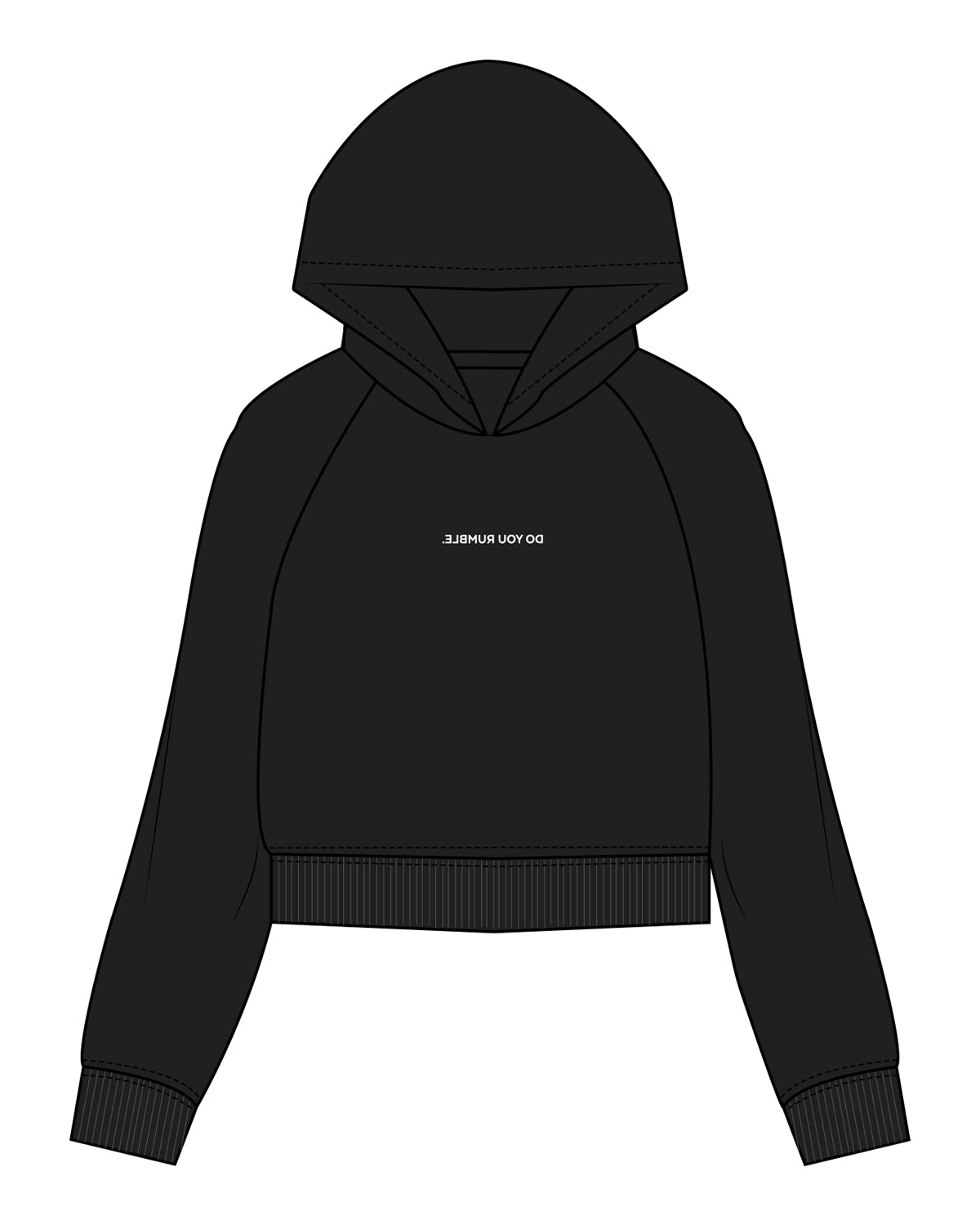 The Womens Crop Hoodie - Black - Rumble Boxing - Center Chest & Center Back - Full Color