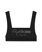 The Box Cut Bra - Black - Flightform - Center Chest Stacked & Back Center - White