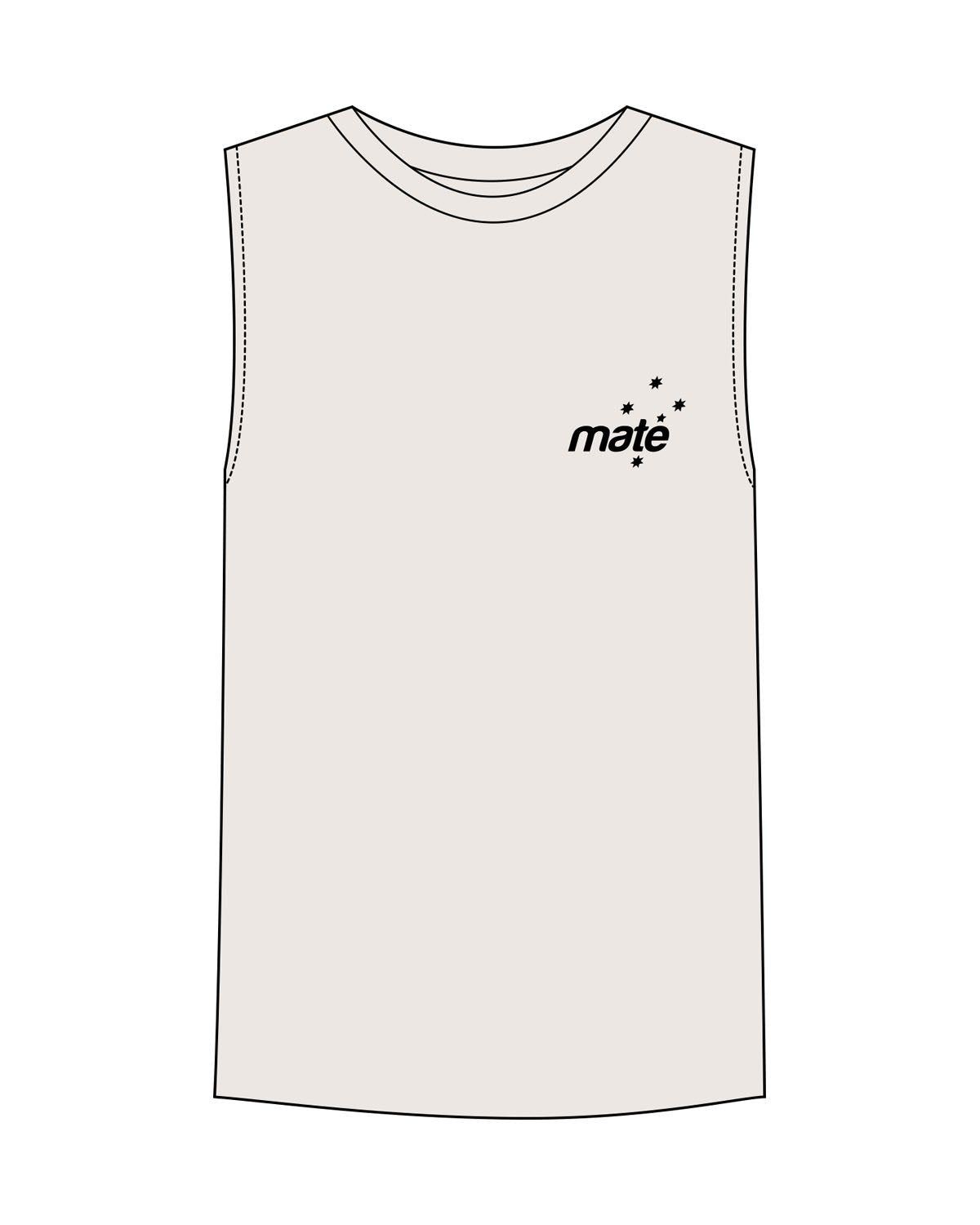 The Mens Tank - Bone - Training Mate - Left Chest - Printed - Black