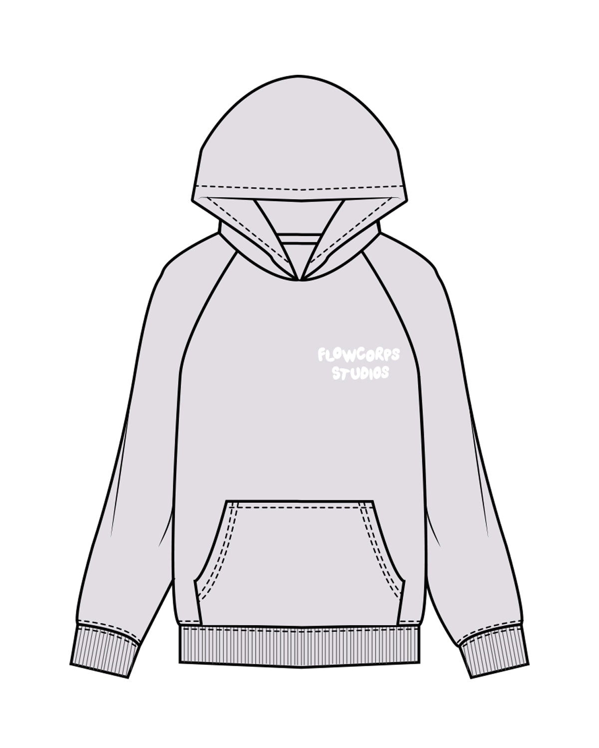 The Womens Hoodie - Orchid - Flowcorps - Left Chest Stacked - Puff Print White