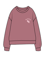 The Midweight Unisex Crewneck - Washed Maroon - F4Mom-TriValley - Left Chest " MAMA " & Back Center Stacked - Printed - Light Pink