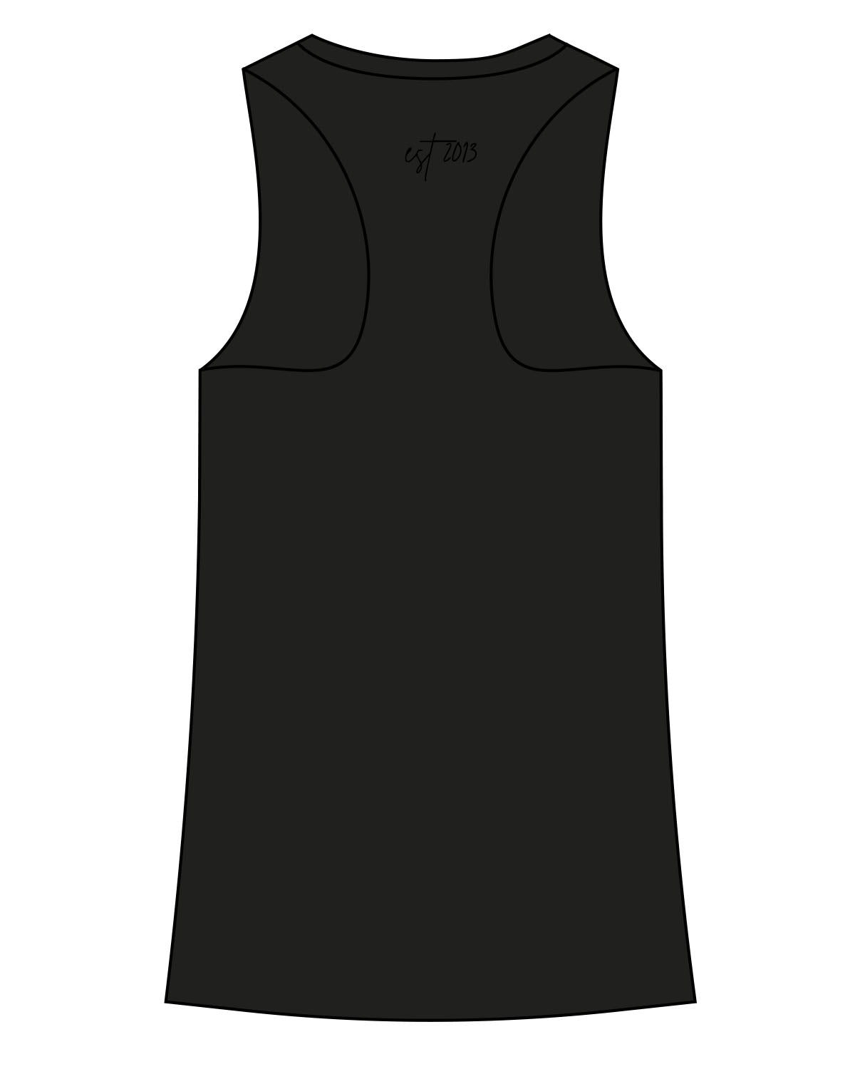 The Recycled Womens Tank - Black - Megabarre - Center Chest & Back Black Neckline  - Printed - Black/Pink