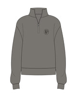 The Womens 1/4 Zip - Washed Gray - Lucky Penny - Left Chest Round - Printed - Black