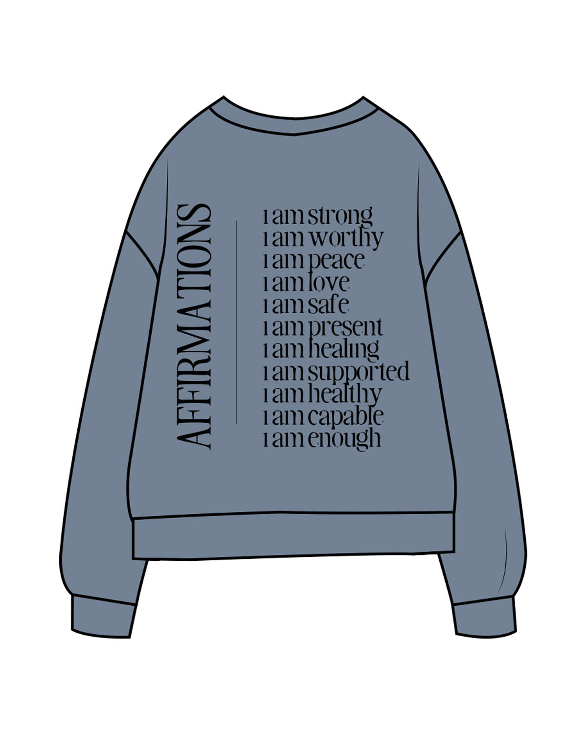 The Midweight Unisex Crewneck - Washed Slate - Set Studio - Center Chest & Center Back - Printed - Black