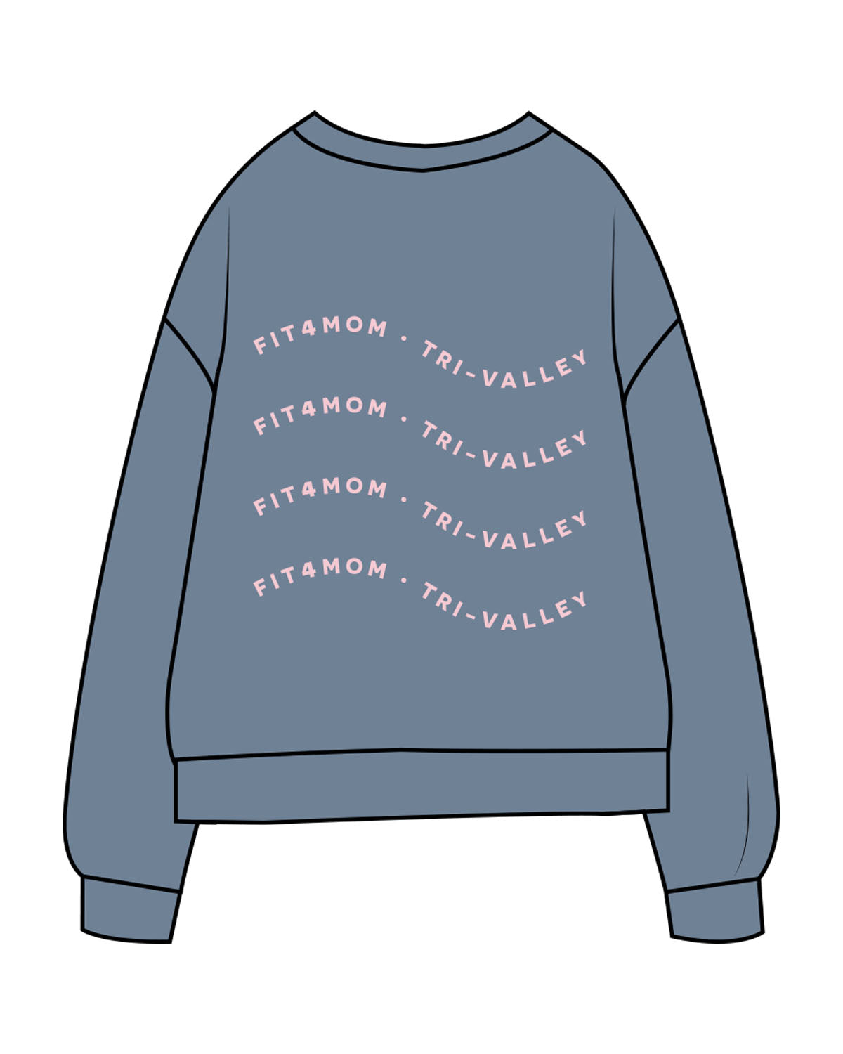 The Midweight Unisex Crewneck - Washed Slate - F4Mom-TriValley - Left Chest " MAMA " & Back Center Stacked - Printed - Light Pink