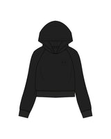 The Womens Crop Hoodie - Black - Khara - Left & Center Chest - Tone on Tone