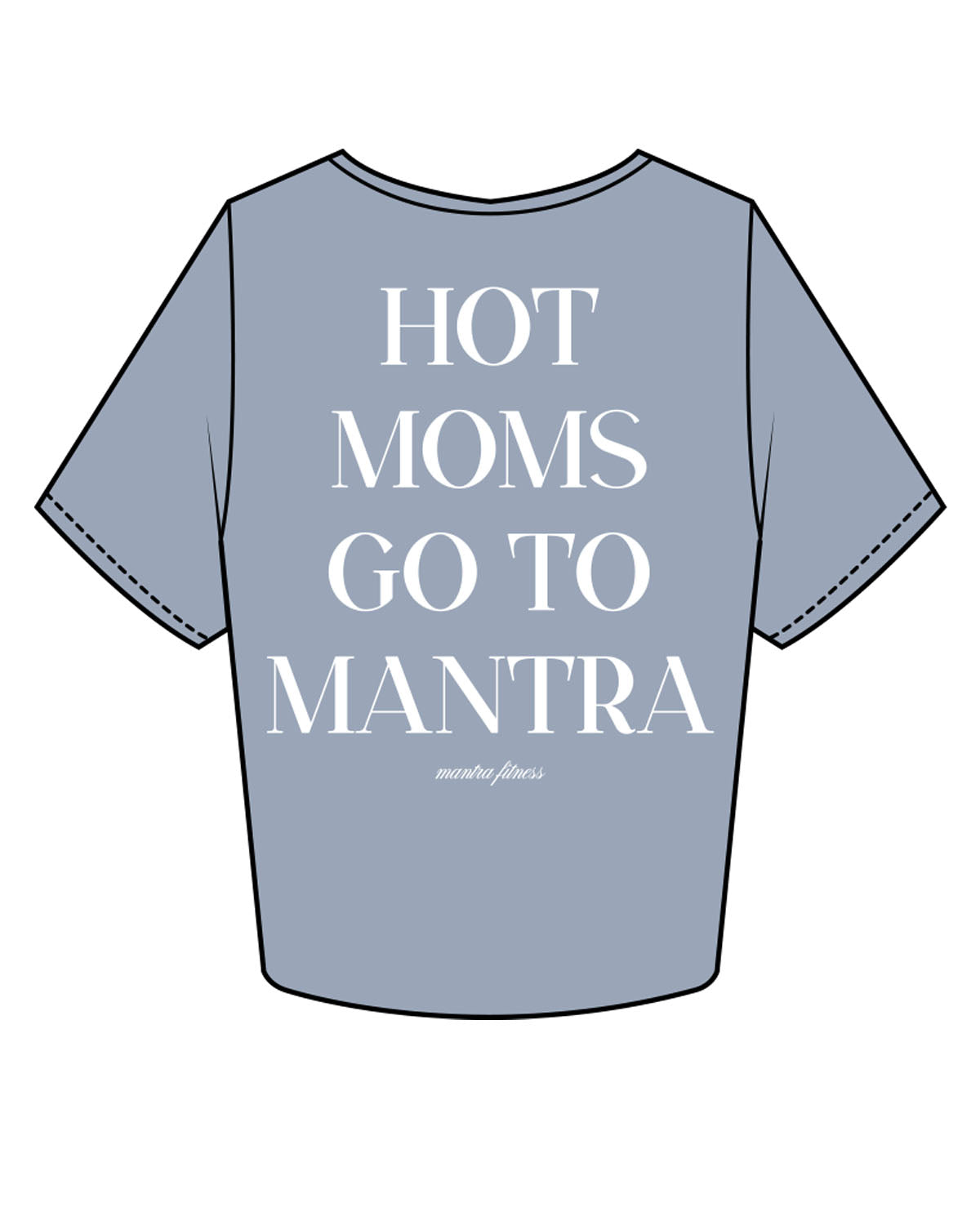 The Crop Tee - Powder - Mantra - Left Chest Stacked & Back Stacked - White