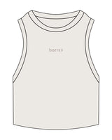 The Ribbed Crop Tank - Bone - Barre 3 - Center Chest - Embroidered - Tone on Tone