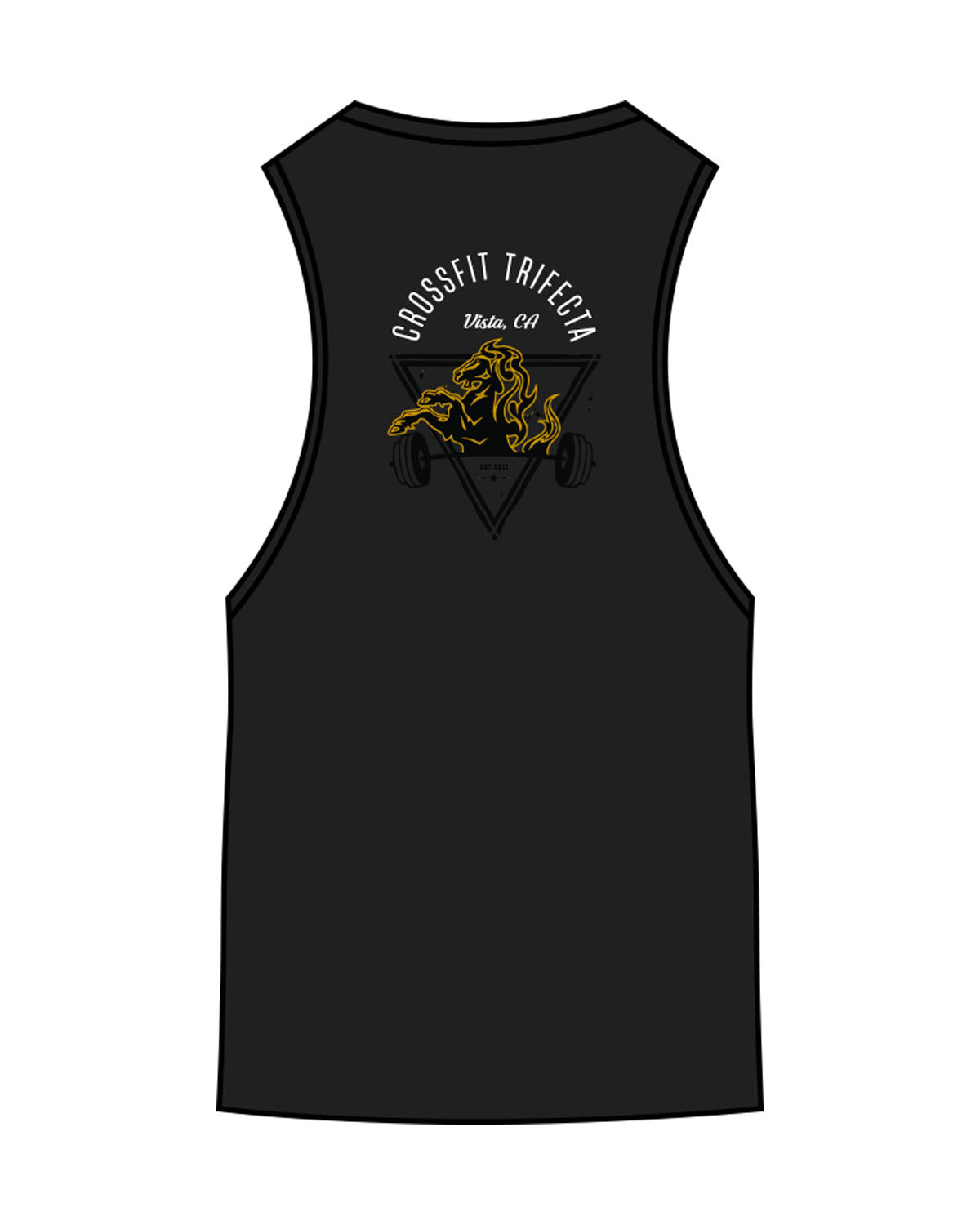The Scoop Muscle Tank - Black - Crossfit Trifecta - Center Chest & Back Center - Printed - Full Color