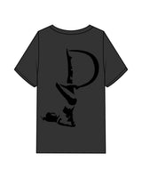 The Womens Heavyweight Tee - Washed Black - Pose Pilates - Left Chest Stacked & Back Center - Black