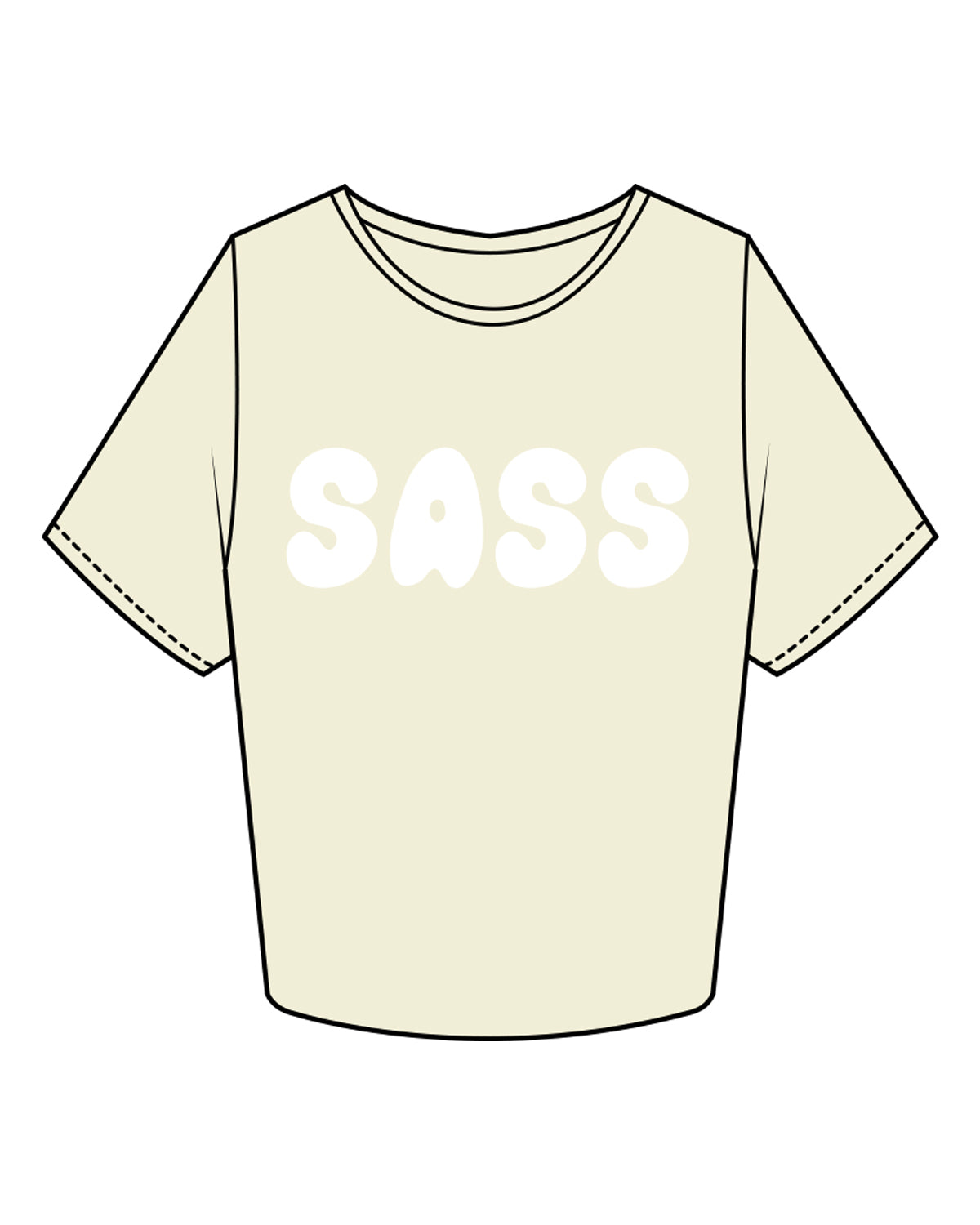 The Crop Tee - Butter - Sweat & Shine -Center Chest - White