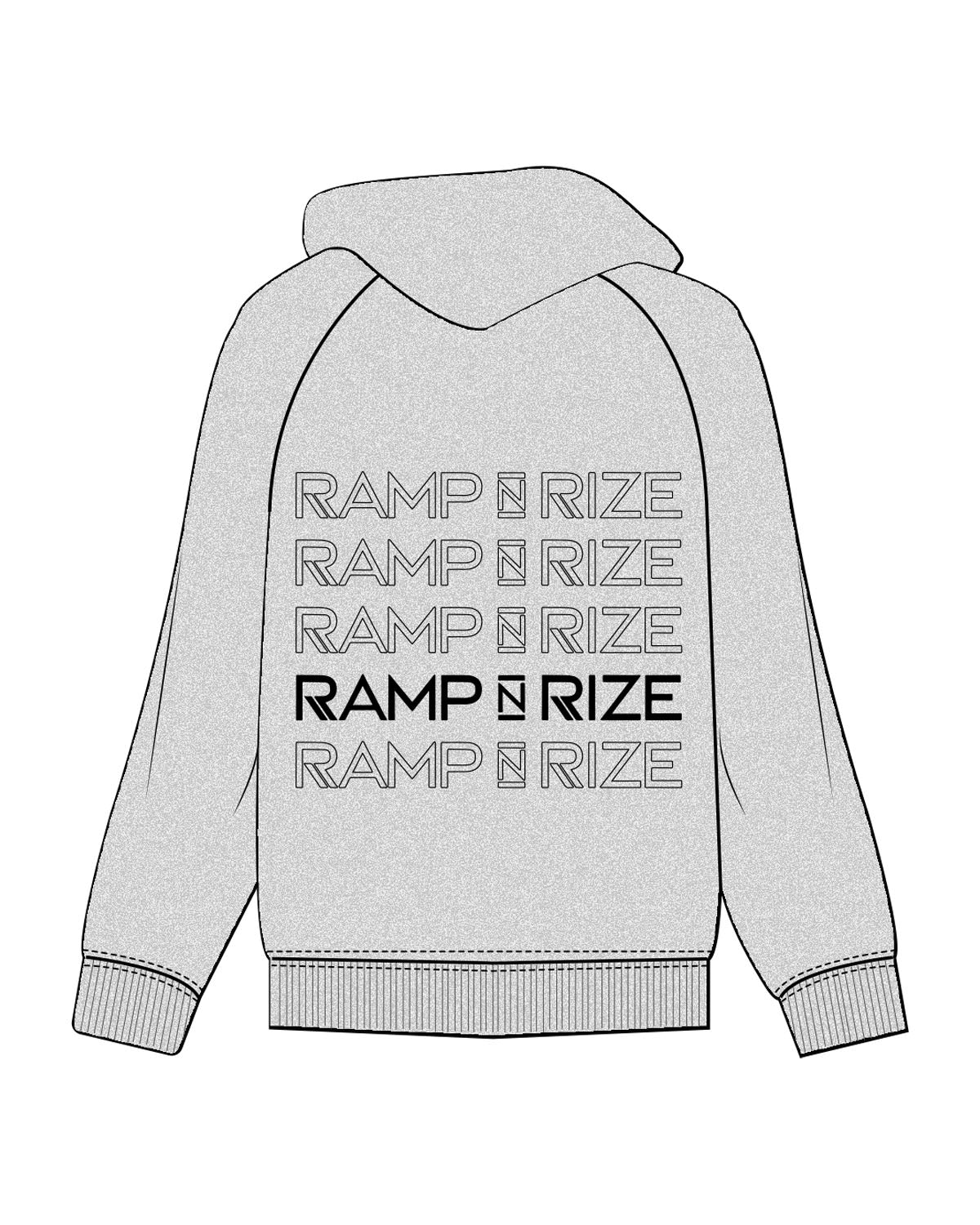 The Womens Zip Hoodie - Heather - Ramp N Rize - Left Chest & Back Stacked - Black