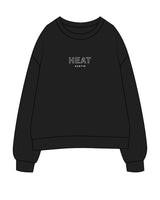The Womens Crewneck - Black - Heat Bootcamp - Center Chest Stacked - Embroidered - White