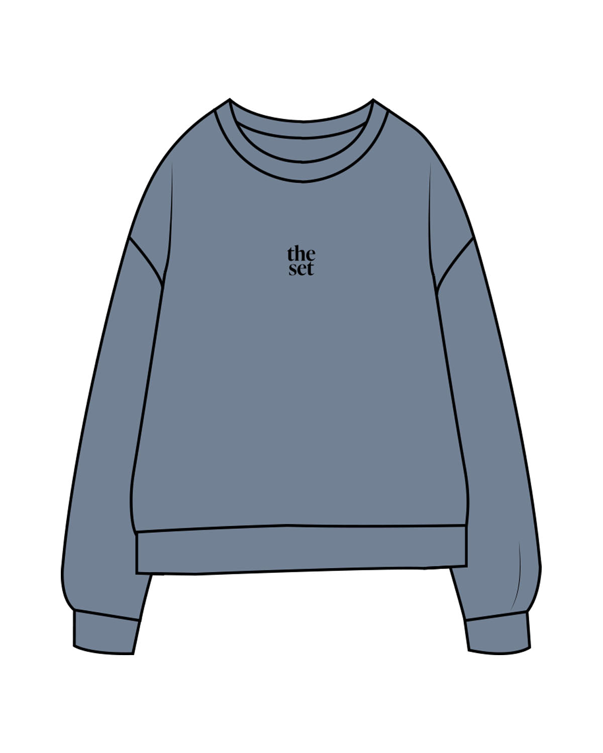 The Midweight Unisex Crewneck - Washed Slate - Set Studio - Center Chest & Center Back - Printed - Black
