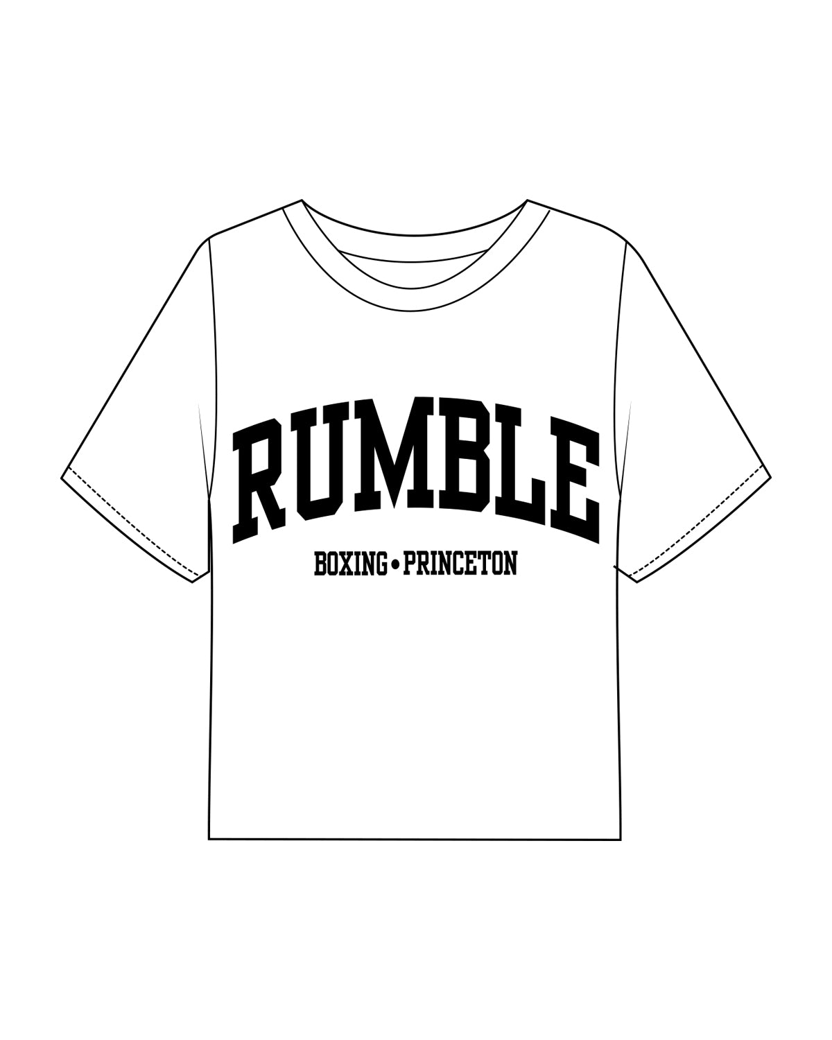 The Boxy Crop Tee - White - Rumble Boxing - Center Chest & Center Back Neckline - Black