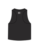 The Crop Muscle Racerback - Dark Grey Heather - Wheel House NY - Chest Spiral & Back Neckline - Printed - White