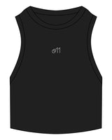 The Ribbed Crop Tank - Black - Studio 11 - Center Chest - Embroidered - White