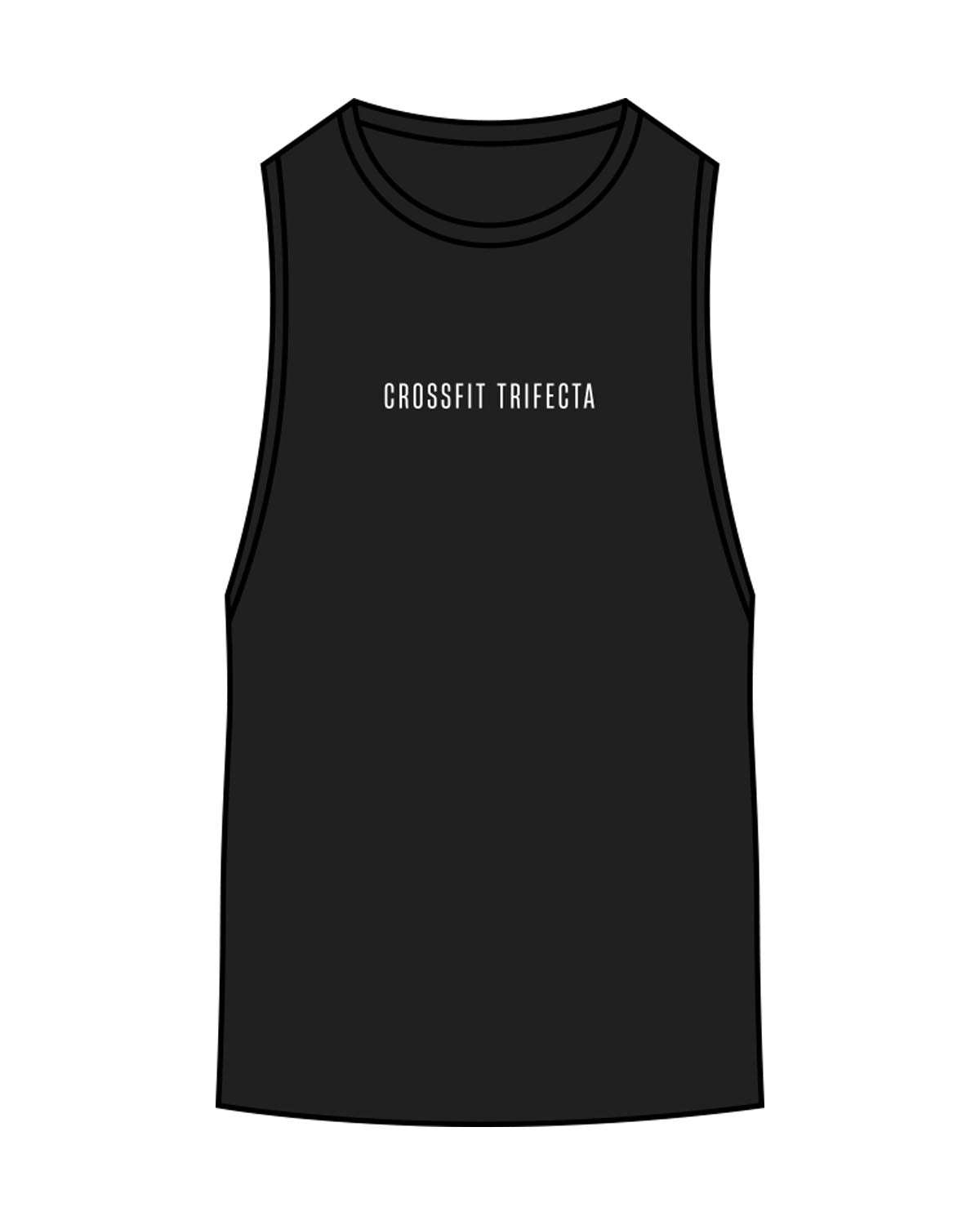 The Scoop Muscle Tank - Black - Crossfit Trifecta - Center Chest & Back Center - Printed - Full Color