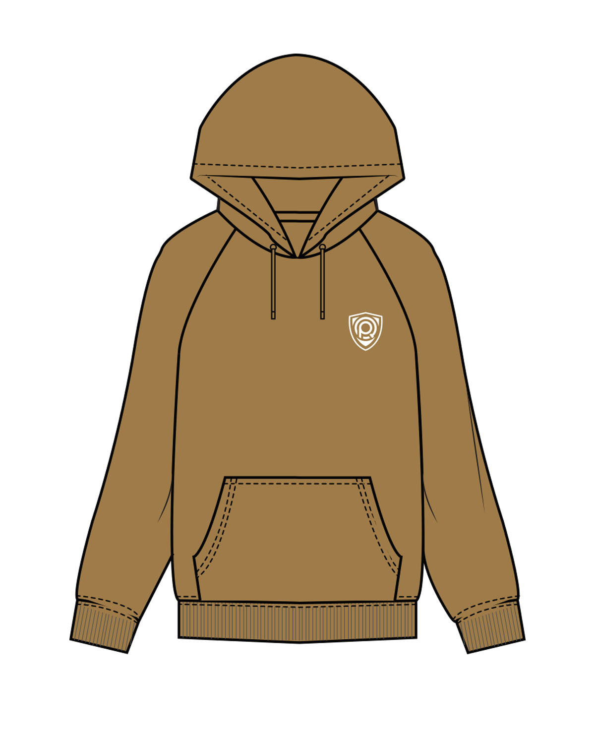 The Mens Classic Hoodie - Camel - PURE QUALITY - Left Chest Logo & Center Back Stacked - Printed - Full Color