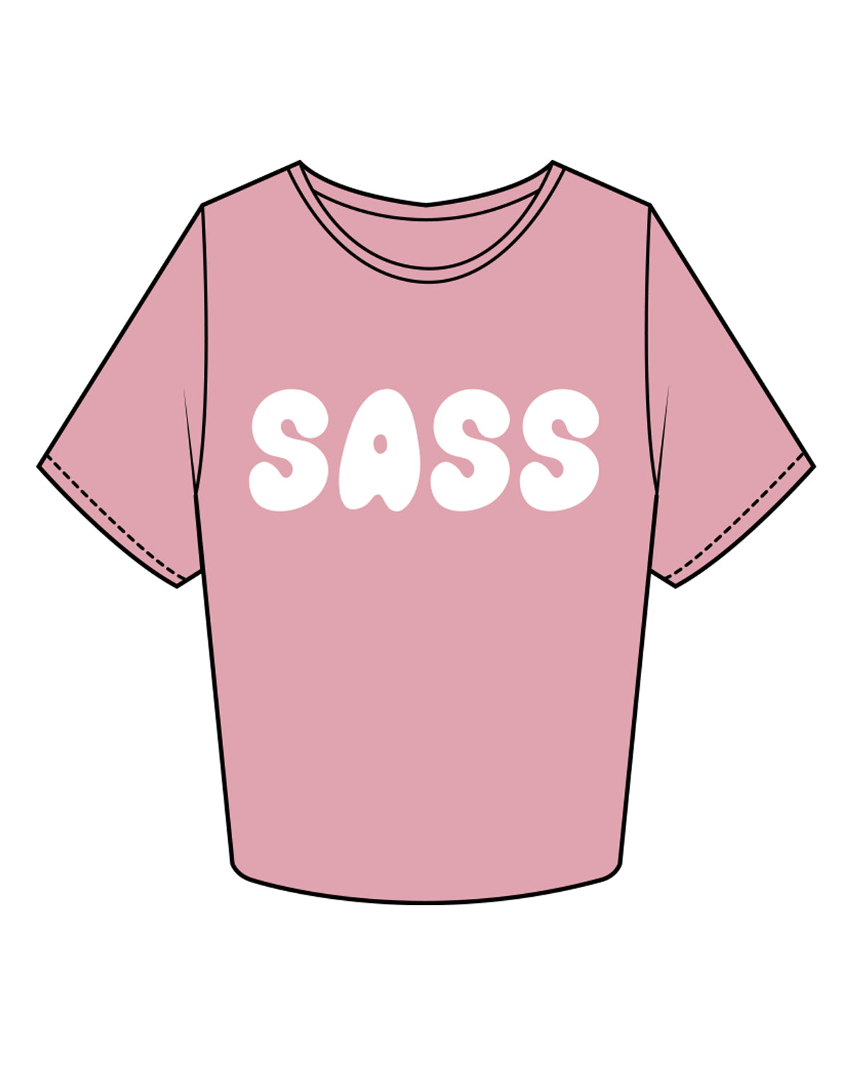 The Crop Tee - Bubblegum - Sweat & Shine - Center Chest - White