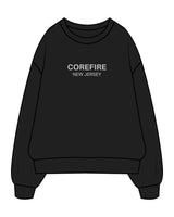 The Mens Crewneck - Black - Corefire - Center Chest Stacked - Printed-  Gray