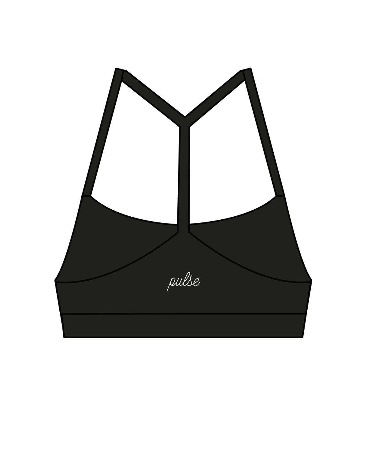 The Basic Bra - Black - Pulse Sculpt Glow - Center Chest & Center Back Script - Printed - White