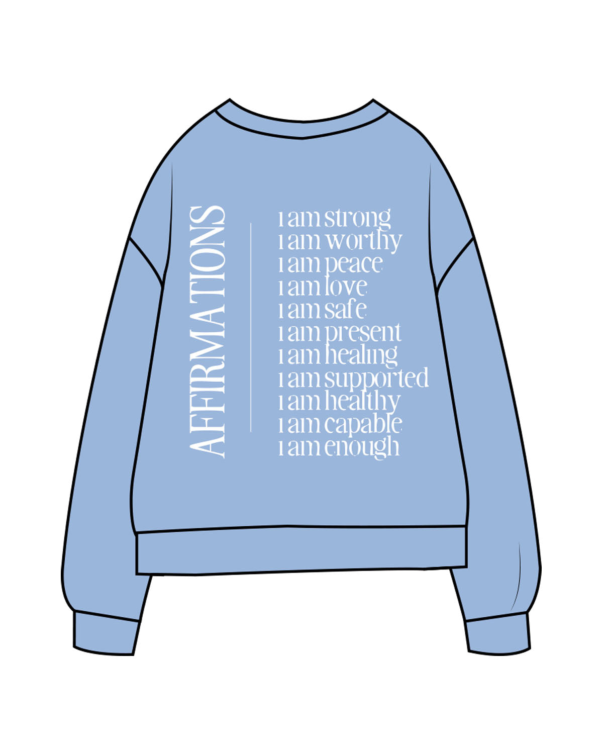 The Midweight Unisex Crewneck - Washed Light Blue - Set Studio - Center Chest & Center Back - Printed - White