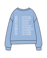 The Midweight Unisex Crewneck - Washed Light Blue - Set Studio - Center Chest & Center Back - Printed - White