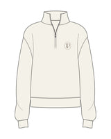 The Womens 1/4 Zip - Off White - Lucky Penny - Left Chest Round - Printed - Walnut