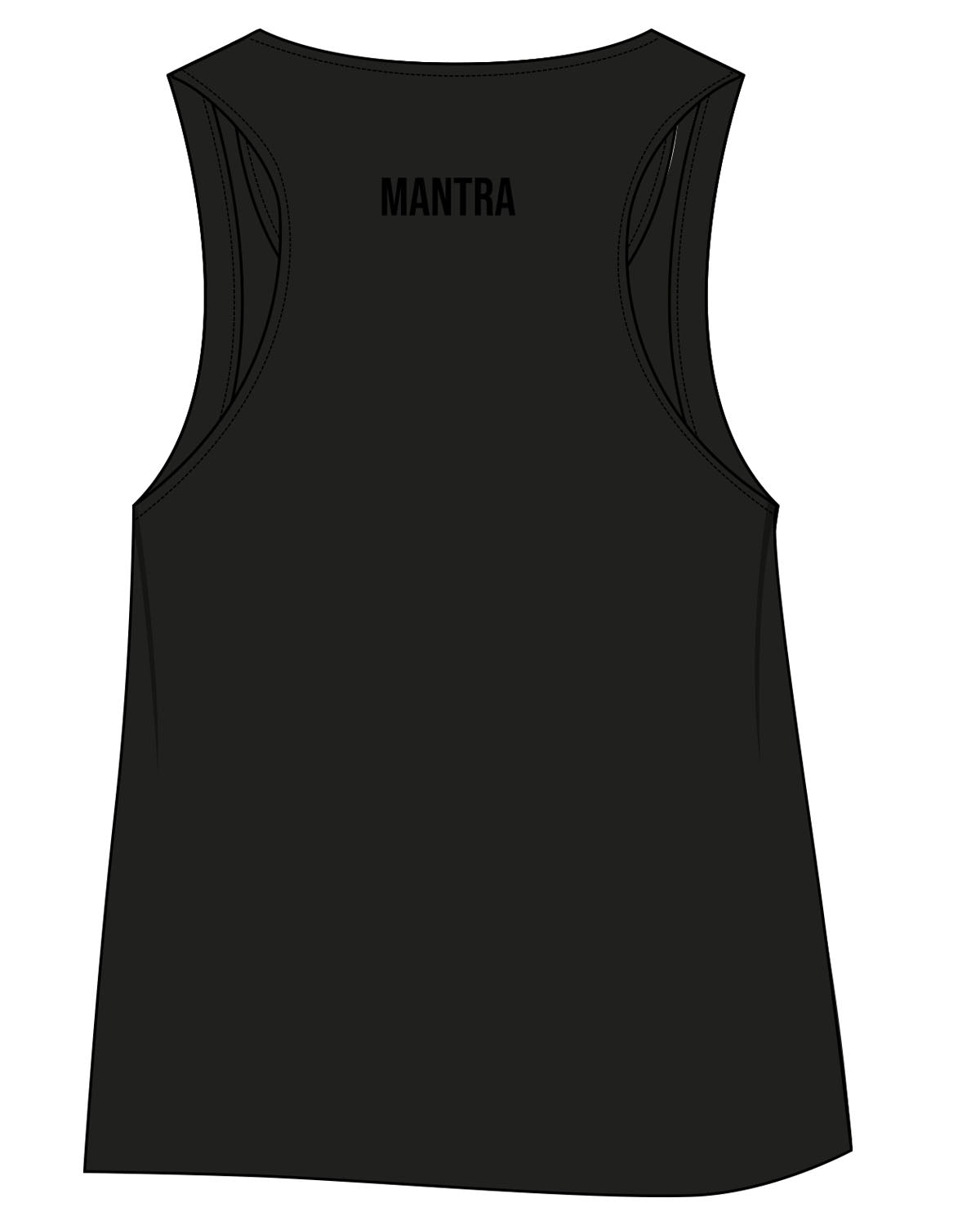 The Crop Tank - Black - Mantra - Left Chest & Back Center Neckline - Tone on Tone