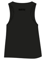 The Crop Tank - Black - Mantra - Left Chest & Back Center Neckline - Tone on Tone