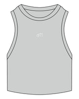 The Ribbed Crop Tank - Storm - Studio 11 - Center Chest - Embroidered - White