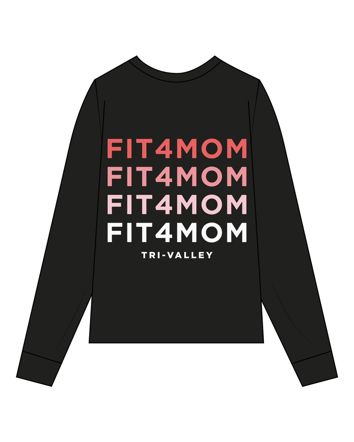 The Unisex Midweight Long Sleeve - Black - F4Mom-TriValley - Left Chest Stacked & Back Center Layered - Printed - Full Color