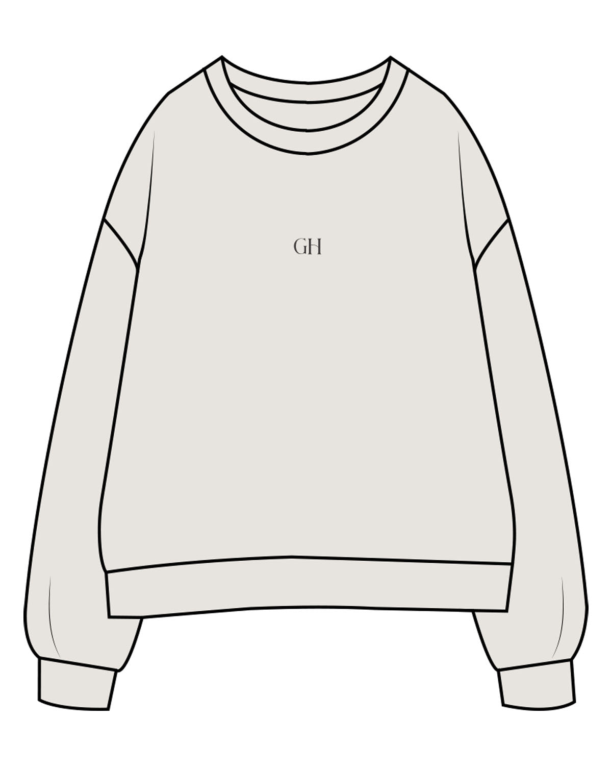 The Womens Crewneck - Washed Bone - Golden Hour Pilates - Center Chest - Back Stacked - Printed - Washed Black
