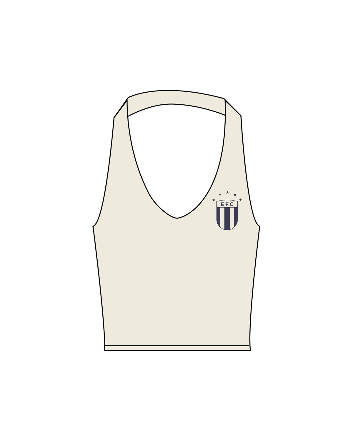 The Halter Tank - Beige - Ethos Q2 Photoshoot - Left Chest Logo - Printed - Midnight Blue