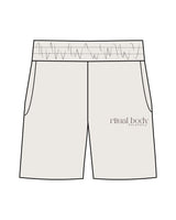 The Mens Sweat Shorts - Bone - Ritual Body - Left Leg Pocket Stacked - Brown