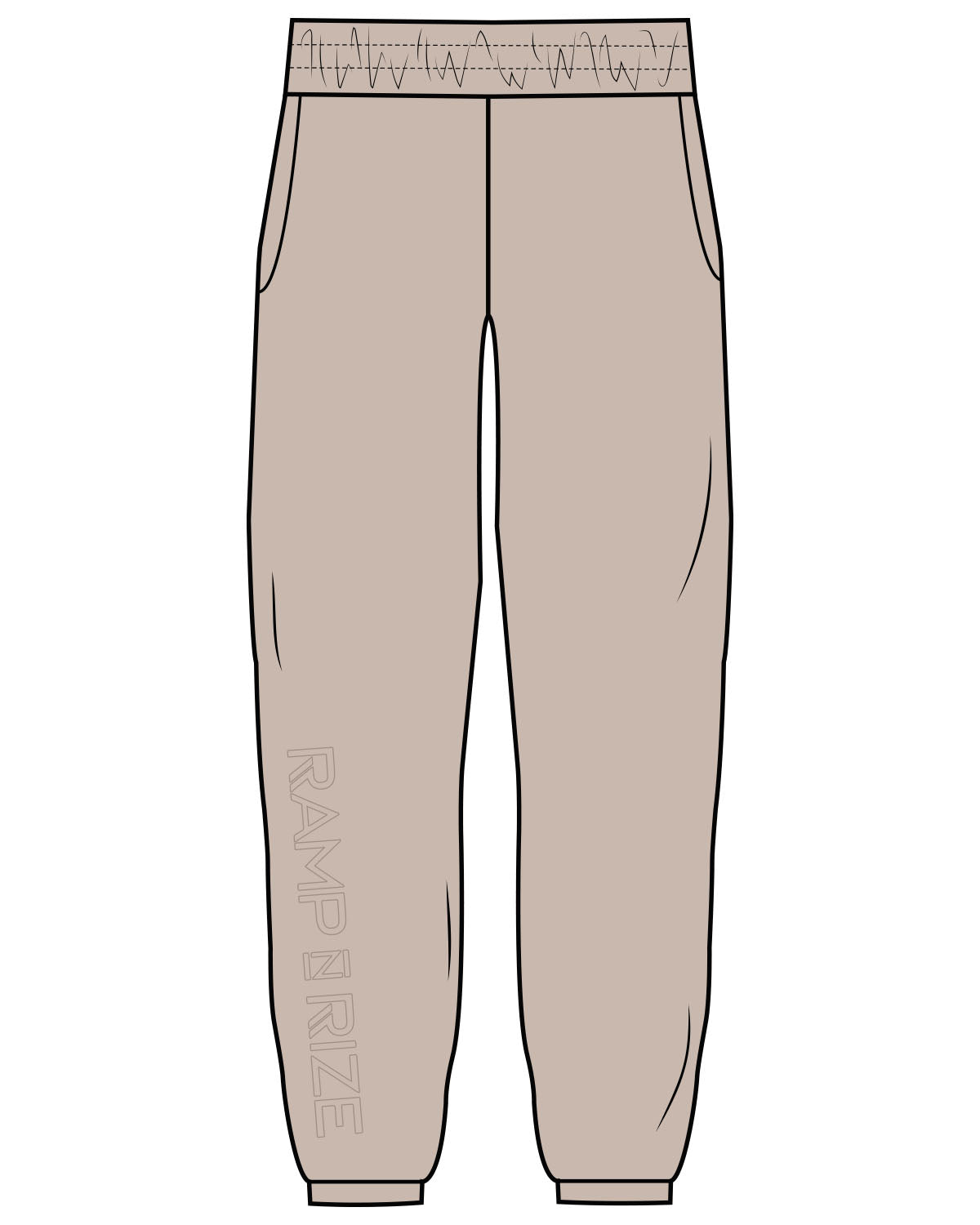 The Womens Sweatpants - Bone - Ramp N Rize - Right Leg - Tone on Tone