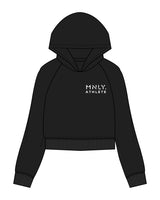 The Womens Crop Hoodie - Black - MNLY - Left Chest Stacked - Embroidered - White