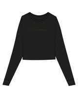 The Micro Rib Crop Long Sleeve - Black - Lucky Penny - Center Chest - Printed - Rust