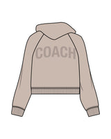 The Womens Crop Hoodie - Bone - Corefire - Center Chest & Back Center "COACH" - Tone on Tone