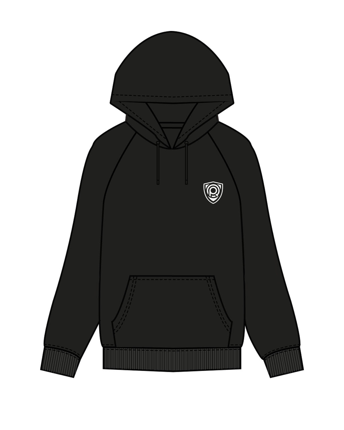 The Mens Classic Hoodie - Black - PURE QUALITY - Left Chest Logo & Center Back Stacked - Printed - Full Color