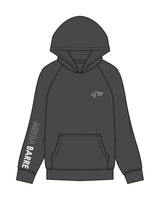 The Womens Hoodie - Washed Black - Megabarre - Left Chest & Right Sleeve - Printed - White