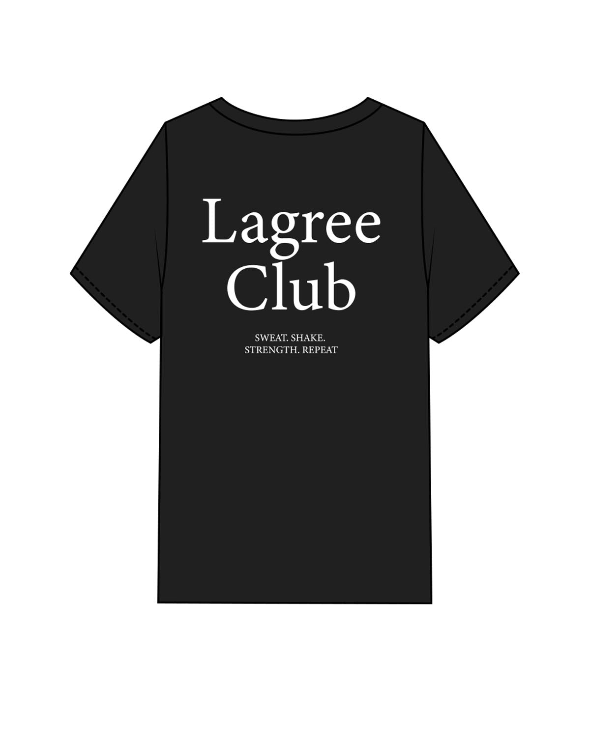 The Womens Heavyweight Tee - Black - Bodicore - Left Chest & Back Stacked - Printed - White