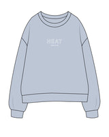 The Womens Crewneck - Powder - Center Chest Stacked - Printed - White