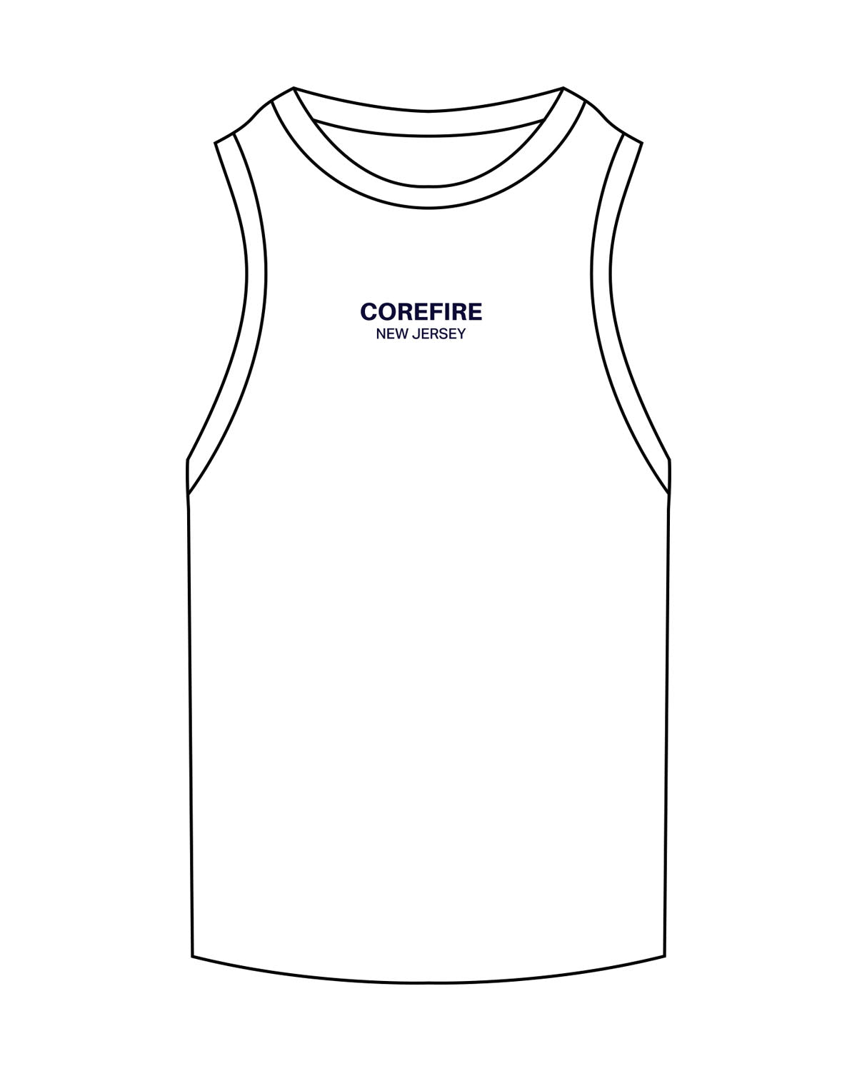 The Ribbed Full Length Tank - Off White - Corefire - Center Chest Stacked - Embroidered - Navy
