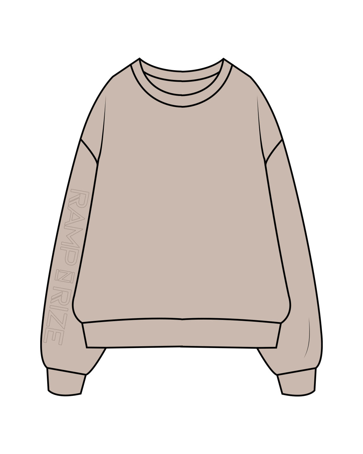 The Womens Crewneck - Bone - Ramp N Rize - Right Sleeve - Tone on Tone