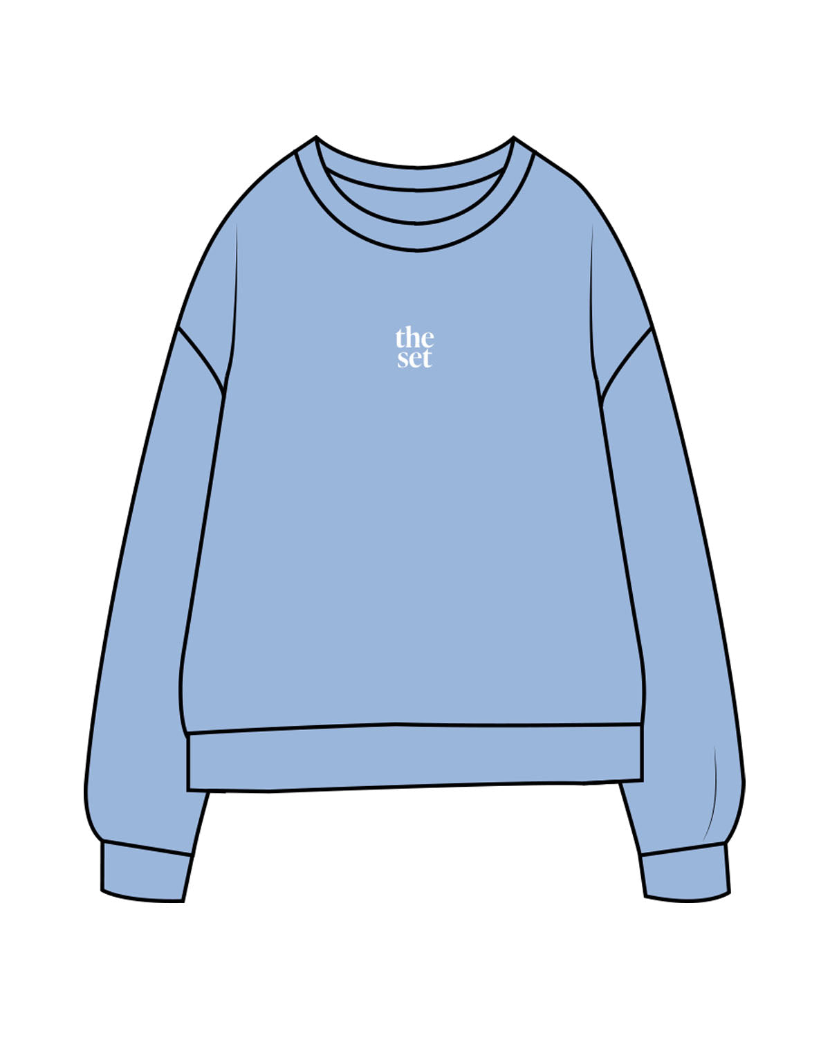 The Midweight Unisex Crewneck - Washed Light Blue - Set Studio - Center Chest & Center Back - Printed - White