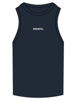 The Ribbed Full Length Tank - Navy - Center Chest - Embroidered - White