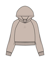 The Womens Crop Hoodie - Bone - Corefire - Center Chest & Back Center "COACH" - Tone on Tone