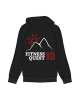 The Mens Hoodie - Black - Fitness Quest 10 - Center Chest Stacked & Back Stacked - Full Color